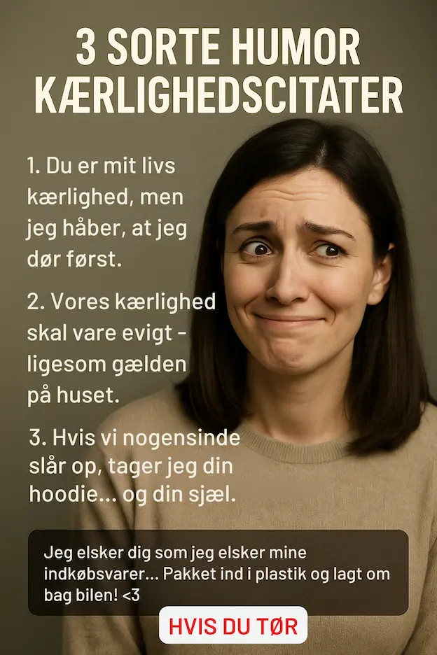 Infografik over 3 sorte humor kærlighedscitater, og et bonus citat