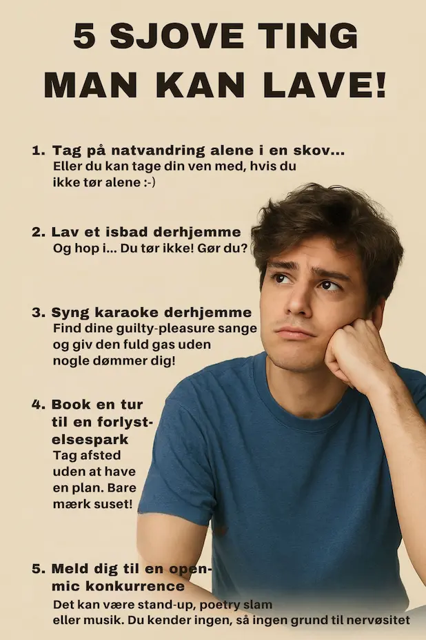 Infografik over 5 sjove ting man kan lave hvis man keder sig