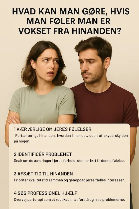 Infografik over hvad man kan gøre hvis man er vokset fra hinanden