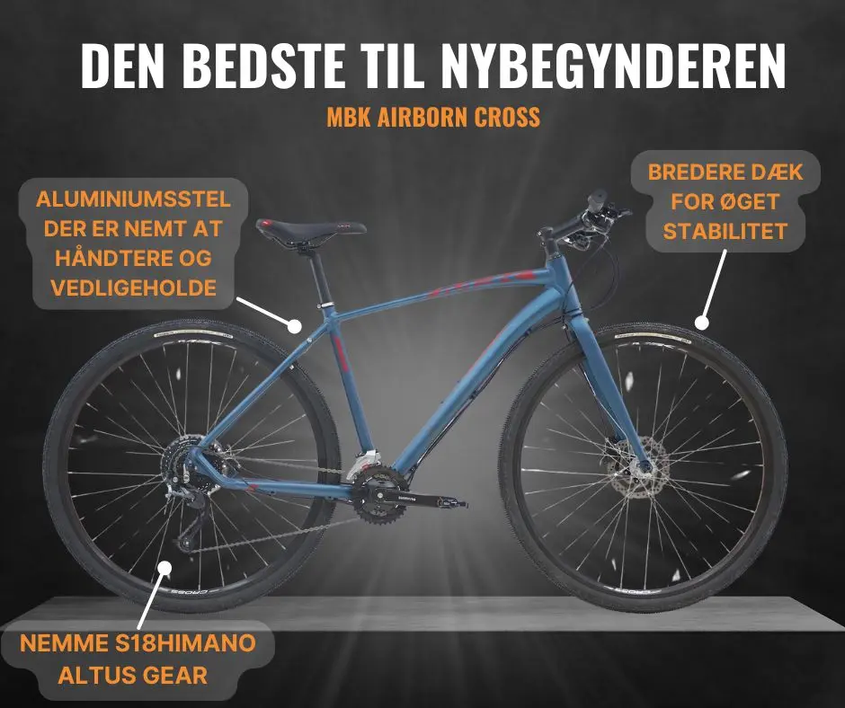 infografik over vores valg af bedst i test af gravecykler. Den bedste cykel til nybegynderen