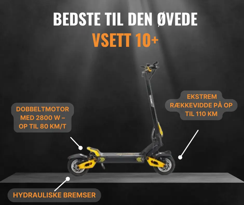 Infografik over de bedste el-løbehjul til voksne på 150 kg. Her ses den dyreste og bedste