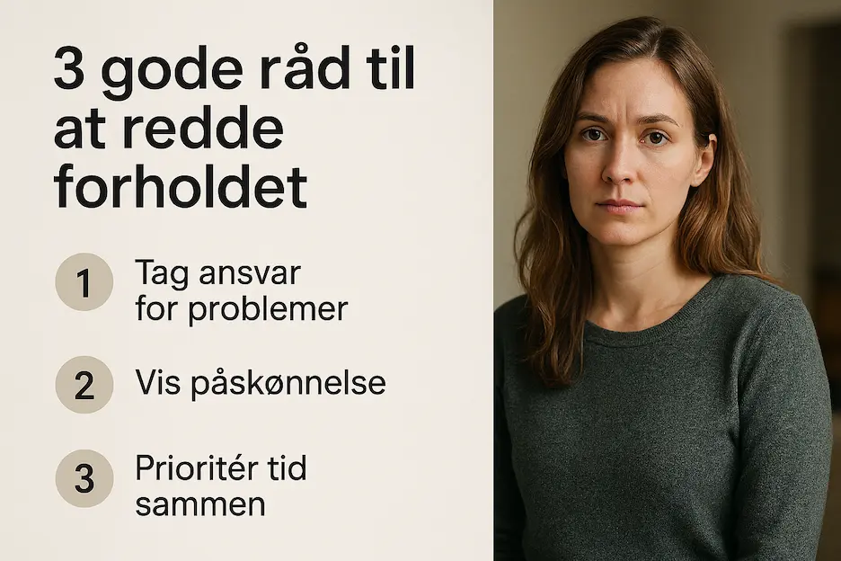 Infografik over 3 gode råd til at redde forholdet hvis man overvejer at gå fra ham