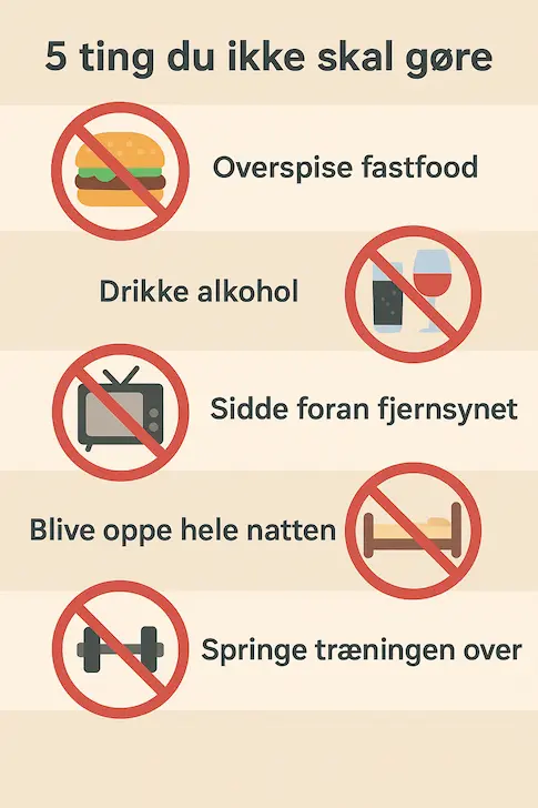 Infografik over 5 ting du ikke skal gøre hvis du vil tabe dig på en uge