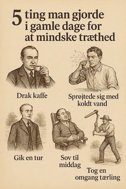 Infografik over 5 ting man gjorde i gamle dage for at mindske træthed