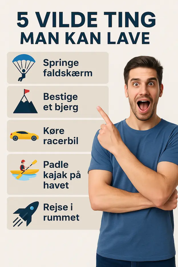Infografik over 5 vilde ting man kan lave når man keder sig