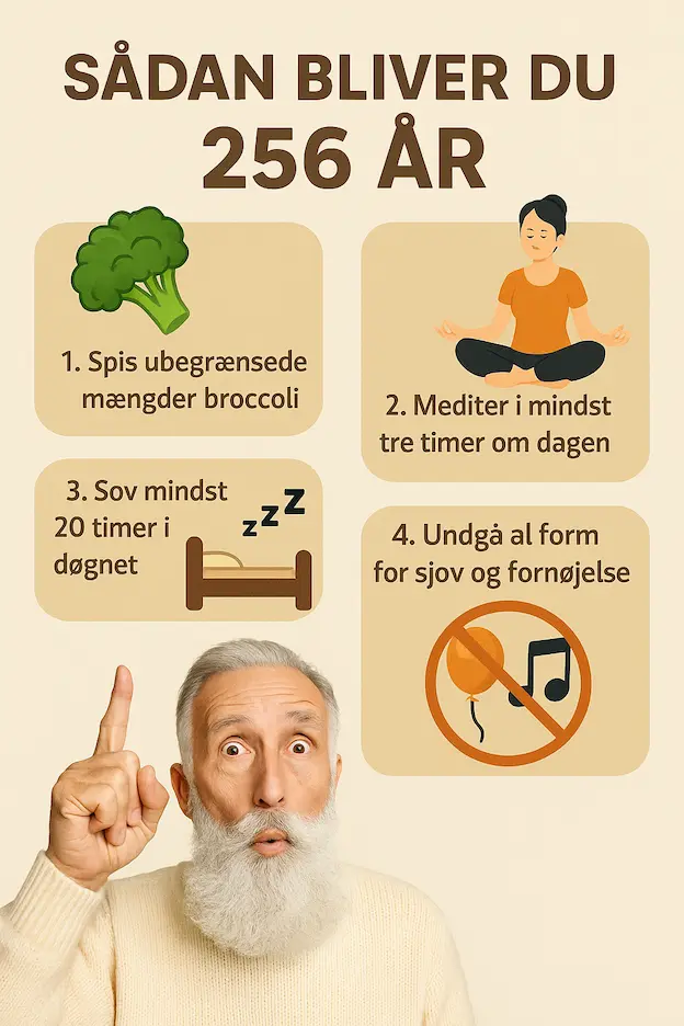 Ironisk infografik over ''sådan bliver du 256 år''