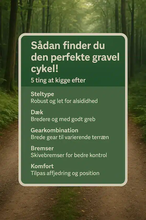 Infografik over hvordan man finder den bedste gravel cykel. 5 tips og tricks