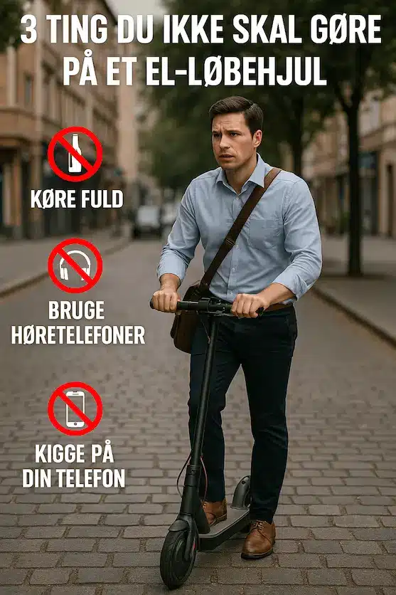 Infografik over 3 ting du ikke skal gøre på et el-løbehjul