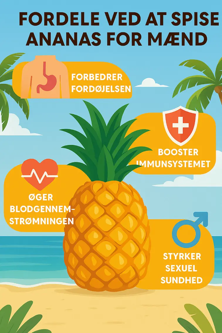 Infografik over en fordelene for ananas for mænd