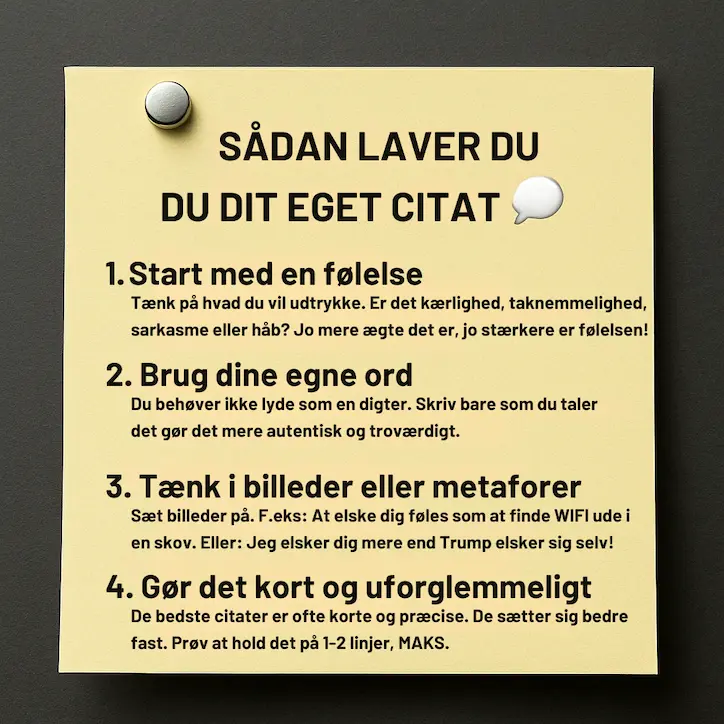 Infografik over hvordan man laver sit eget kærlighedscitat til ham