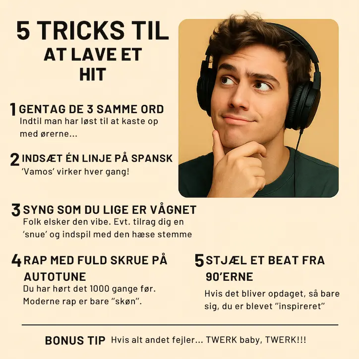 Infografik over de 5 bedste tricks til at lave et musik hit