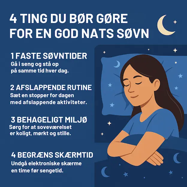 Infografik over de 4 bedste råd til en god nats søvn
