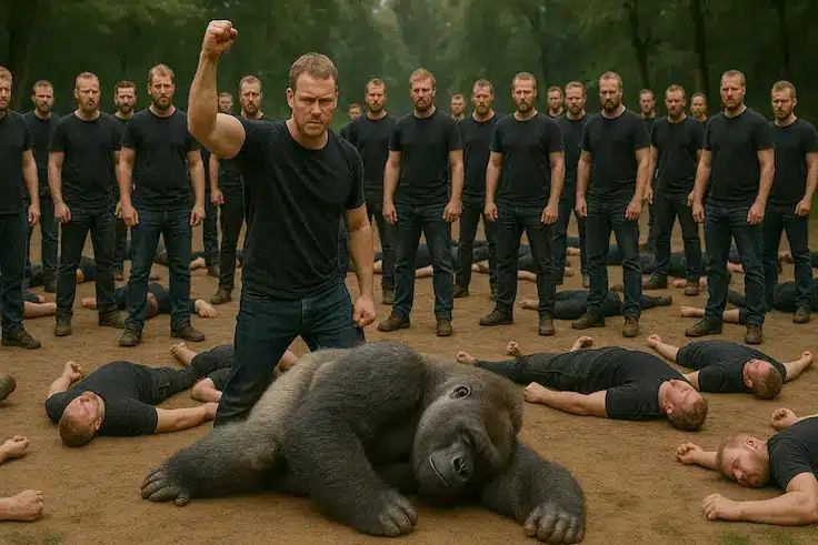 Mænd har vundet mod gorilla billede