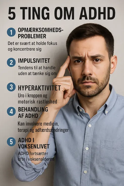 Infografik over 5 ting om ADHD man skal vide