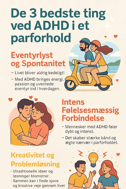 Infografik over de 3 bedste ting ved ADHD i et parforhold
