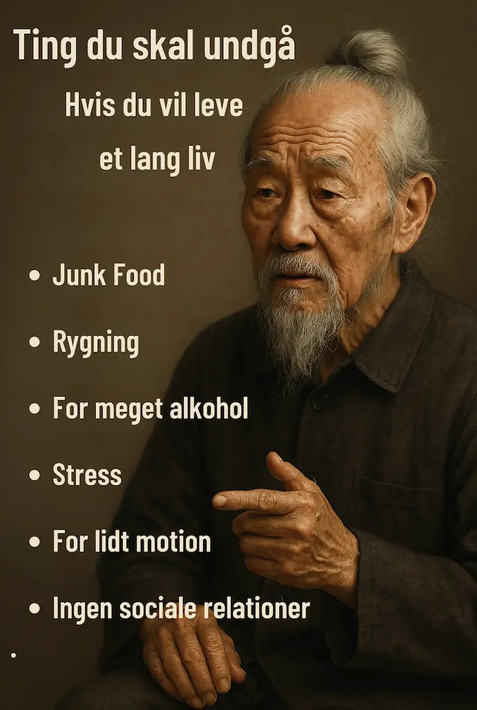Infografik over ting man skal undgå som mand for at leve et langt liv