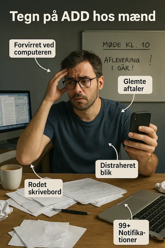Infografik thumbnail over tegn på add hos mænd