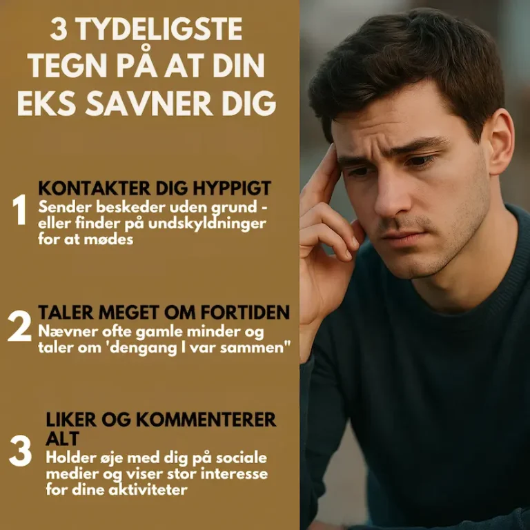 Infografik over tegn på at din eks savner dig. De 3 vigtigste tegn