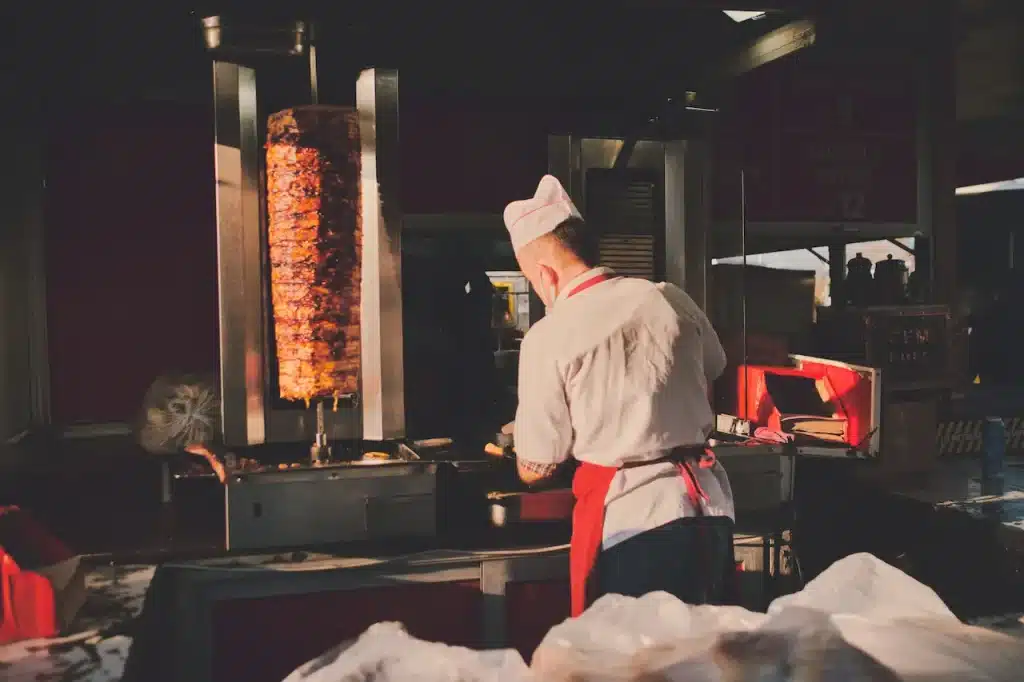 Billede af kebab mens den bliver lavet