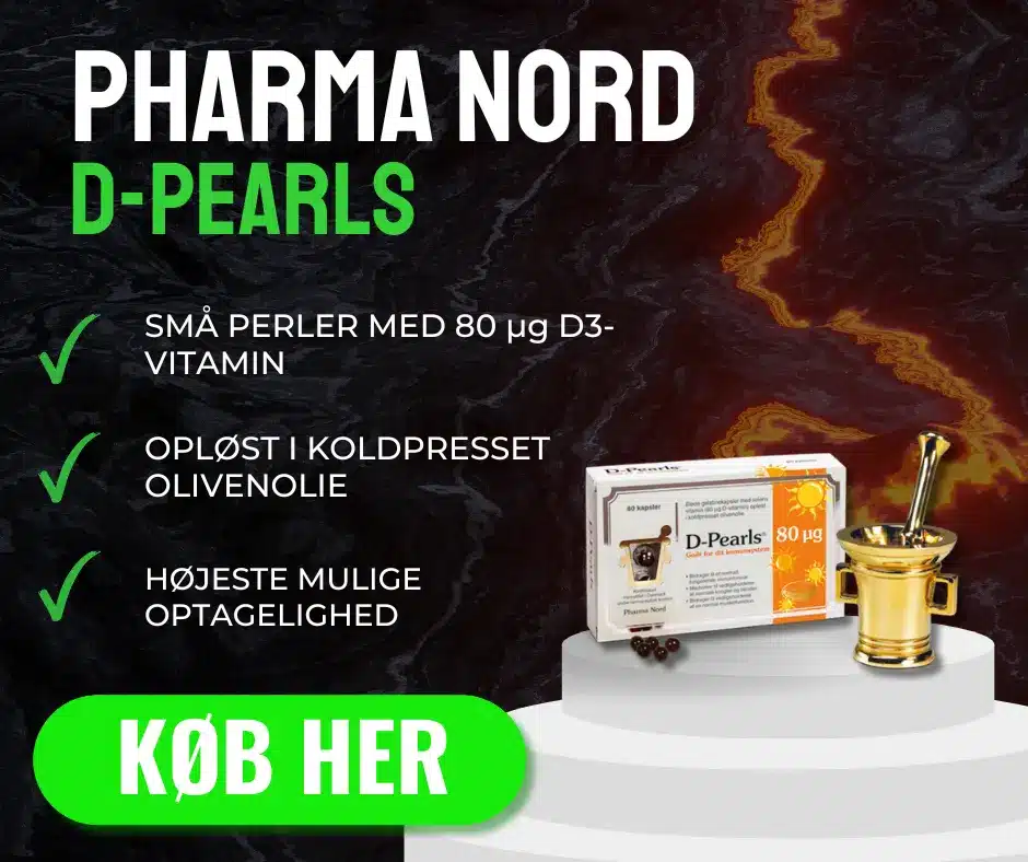 Billede og info over den bedste d-vitamin vi har testet. Vinderen er Pharma Nord D pearls