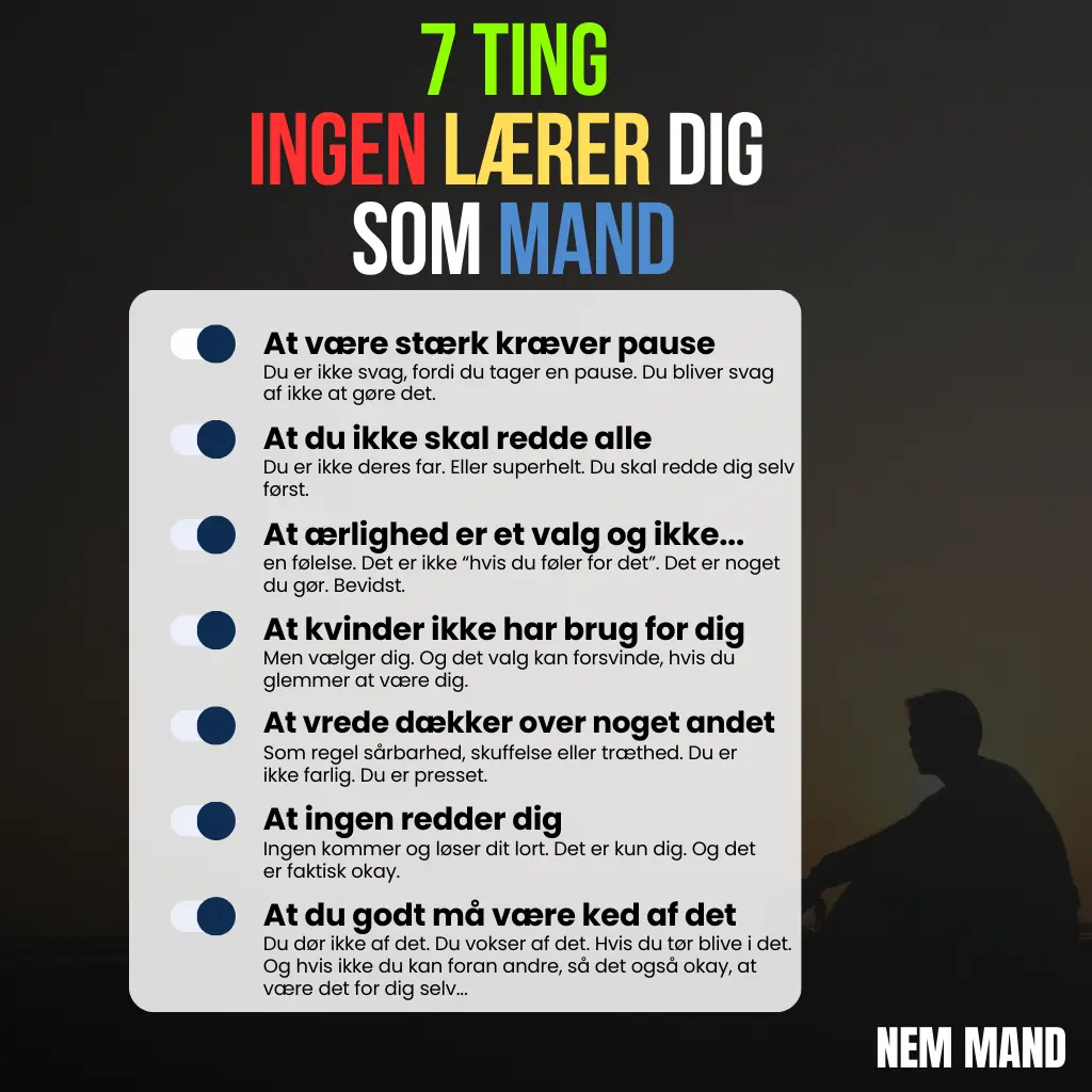 Infografik af 7 ting ingen lærer dig som mand, men som man burde vide