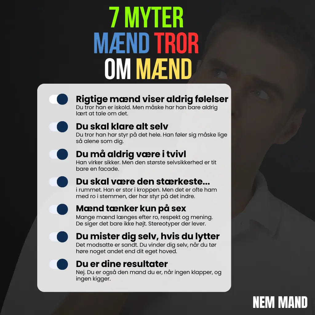 Infografik over 7 myter mæn tror om andre mænd
