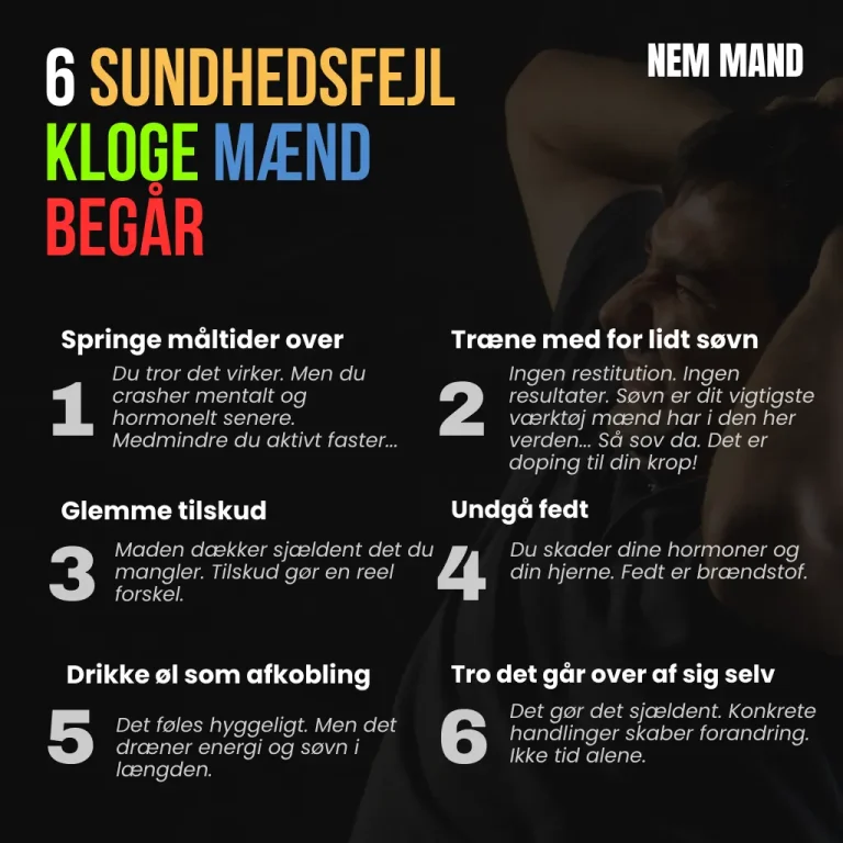 Infografik over 6 sundhedsfejl kloge mænd begår.
