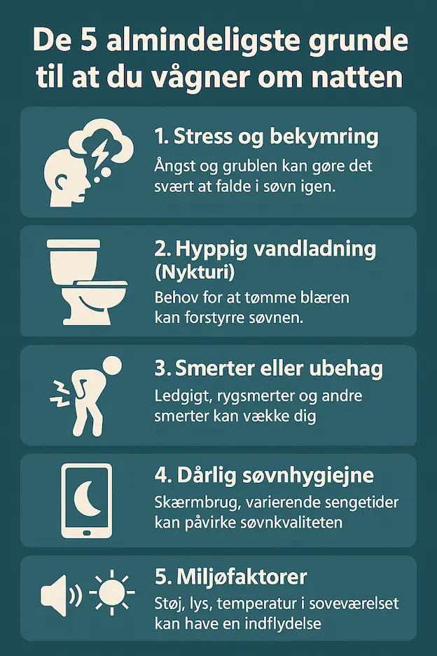 Infografik over de 5 mest almindelige ting der gør at man vågner om natten