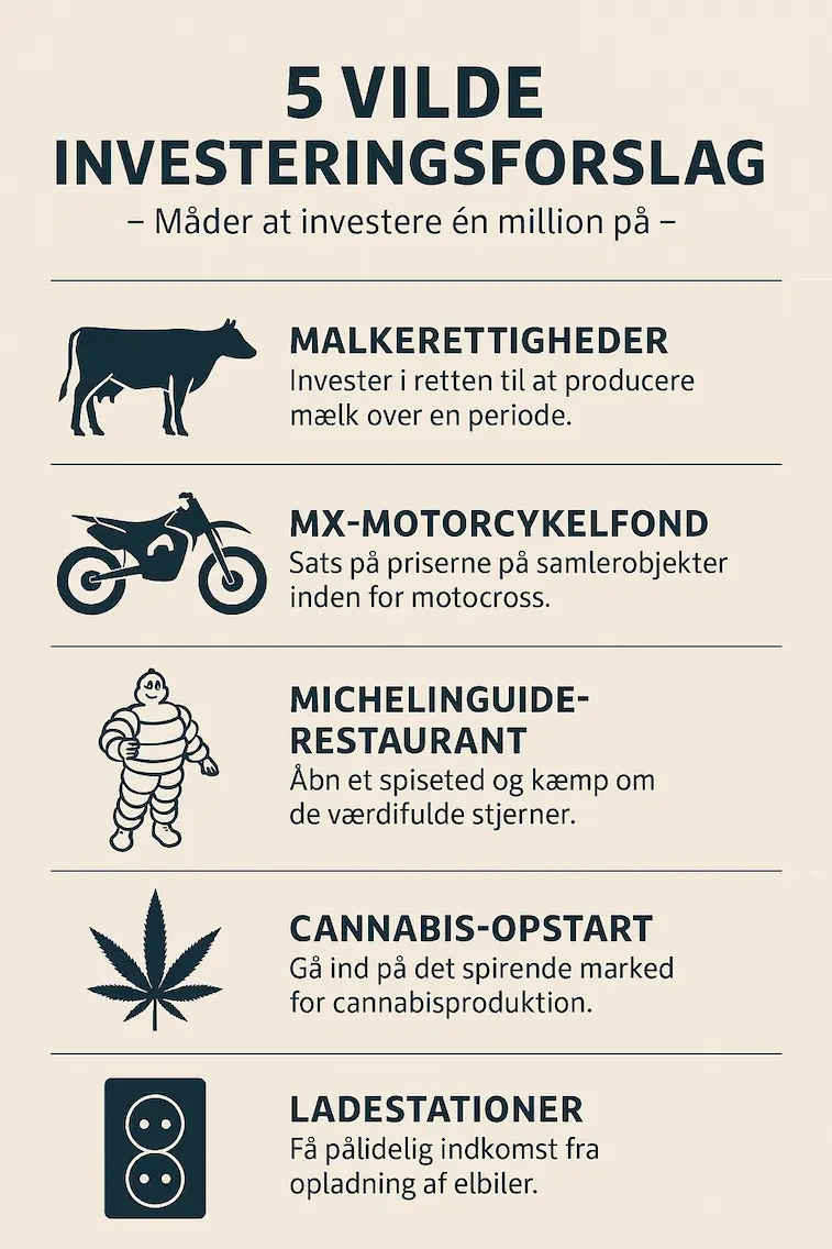 Infografik over de 5 vildeste investeringsforslag som er mulige