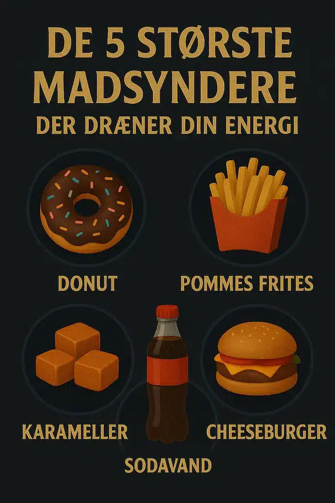 Infografik over de 5 største madsyndere der dræner ens energi