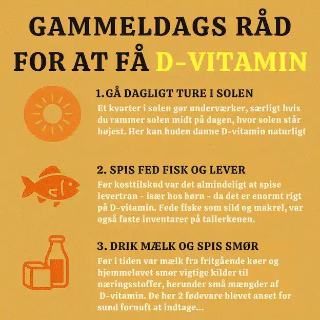 Infografik over gammeldags råd for at få sin d-vitamin