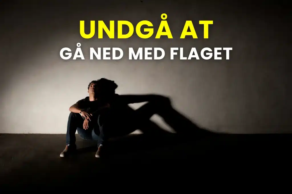 Billede af mand der har det mentalt hårdt og skriften: Undgå at gå ned med flaget