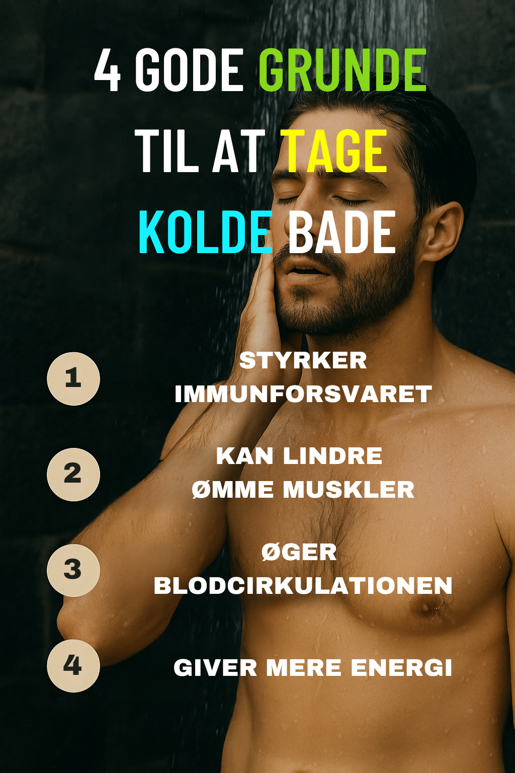 Infografik over 4 gode grunde til at tage kolde bade