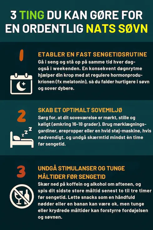 Infografik over 3 ting man kan gøre for at undgå at vågne om natten