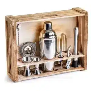 Barsæt deluxe 11 dele i træ æske