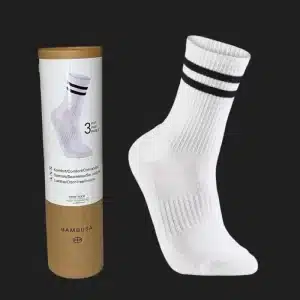 Bambusa - Stribede tennissokker - Hvid (3 par)