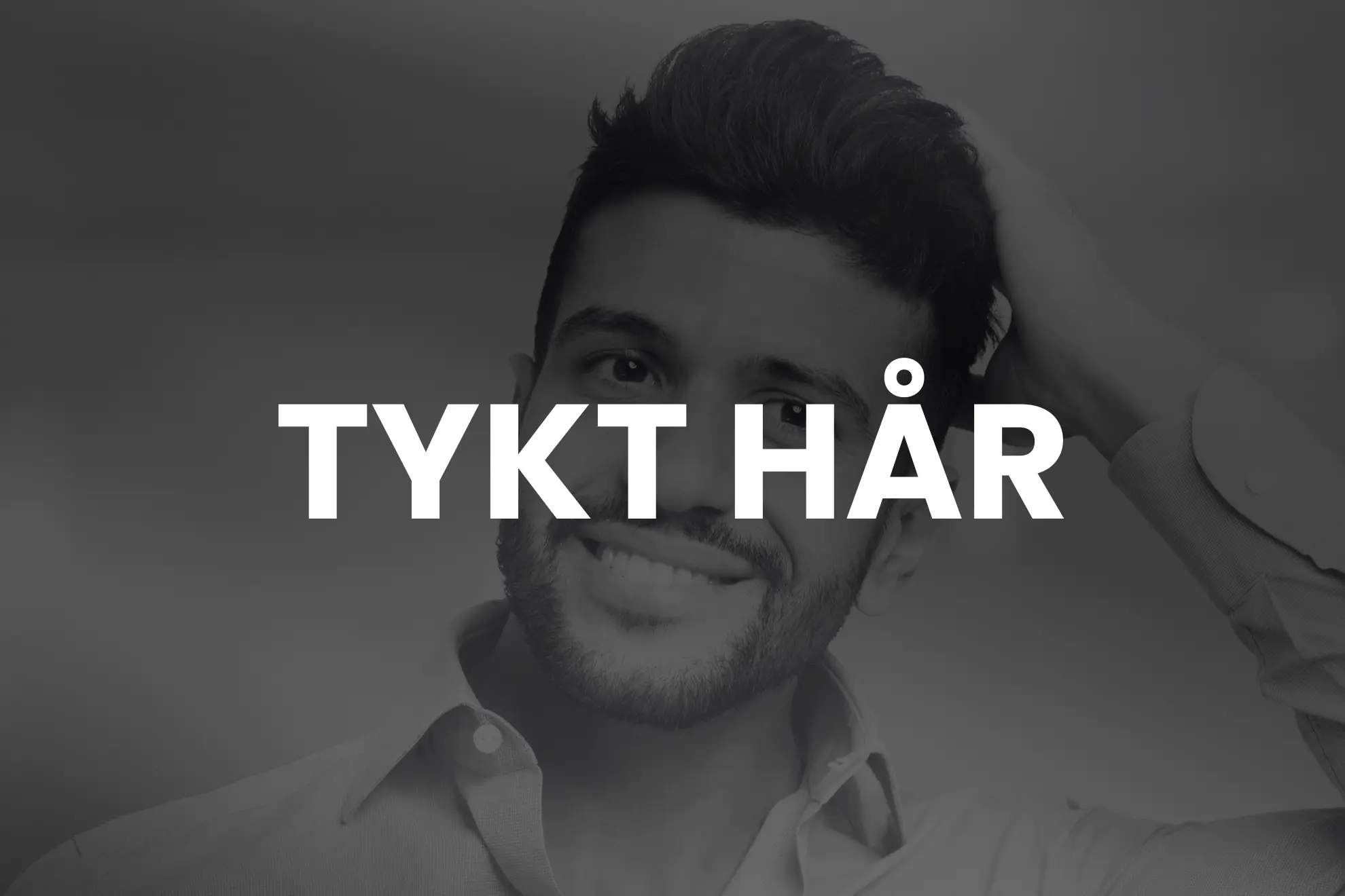 Billede af mand med tykt hår og teksten "tykt hår". Når man trykker på billedet ryger man ned til sektionen med de bedste voks til mænd med tykt hår.