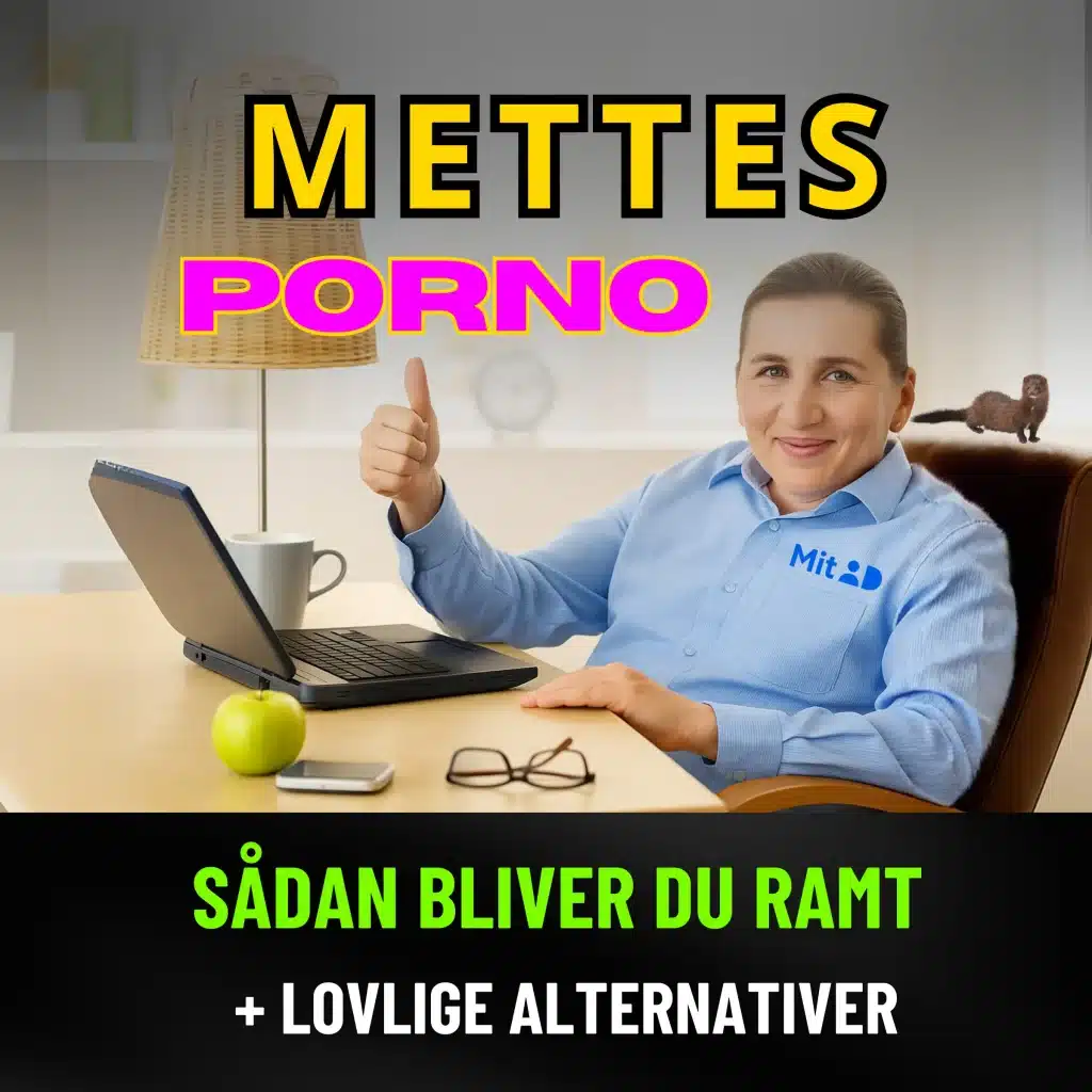 Billede af Mette Frederiksen og den lov om aldersverificering om porno, som hun vil lave med andre i EU