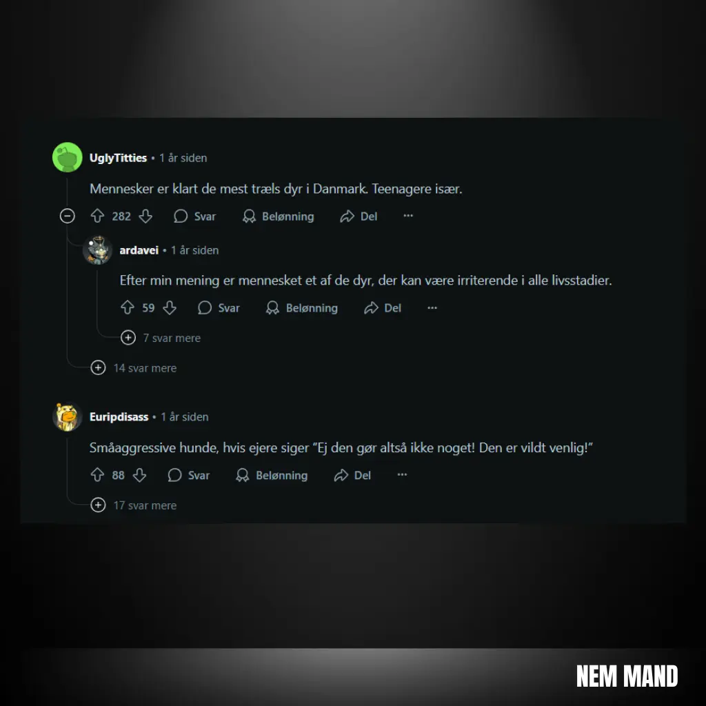 Screenshot fra reddit og danskernes holdning til de farlige dyr i danmark 2