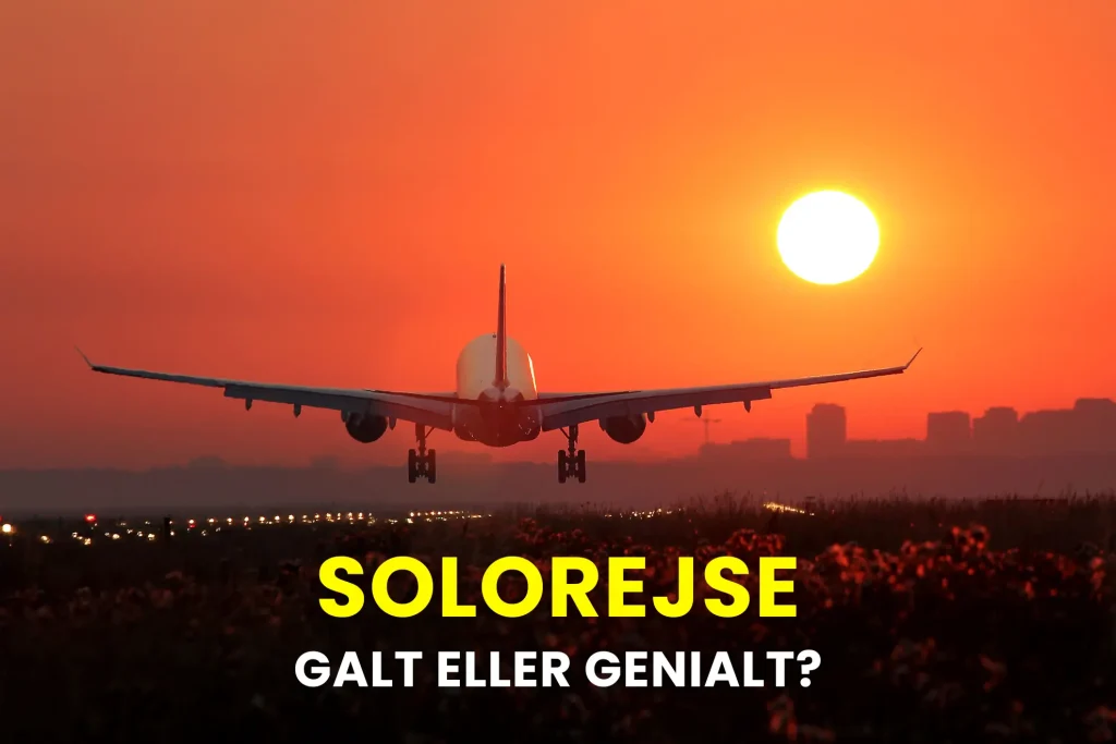 Billede af en flyver på rejse og forsideskriften der siger: solerejse galt eller genialt?