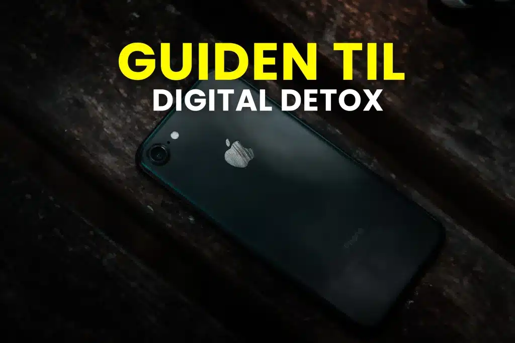 Billede af en telefon med skriften: Guiden til digital detox