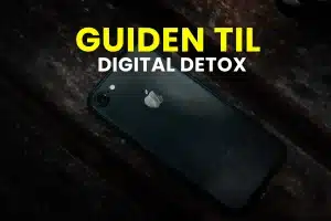 Billede af en telefon med skriften: Guiden til digital detox