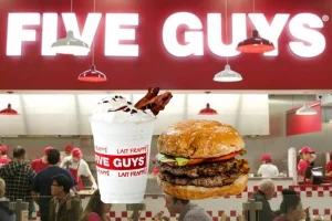 Billede af five guys og deres menu med bruger og shakes