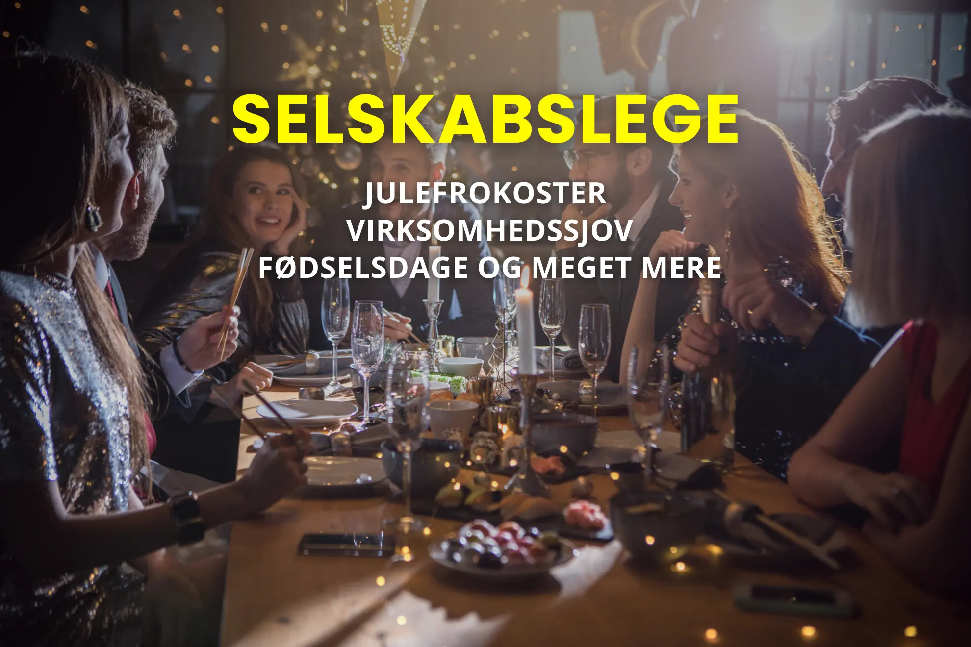 Forsidebillede af selskabslege for voksne til julefrokost, virksomhedsfester, fødselsdage og meget mere