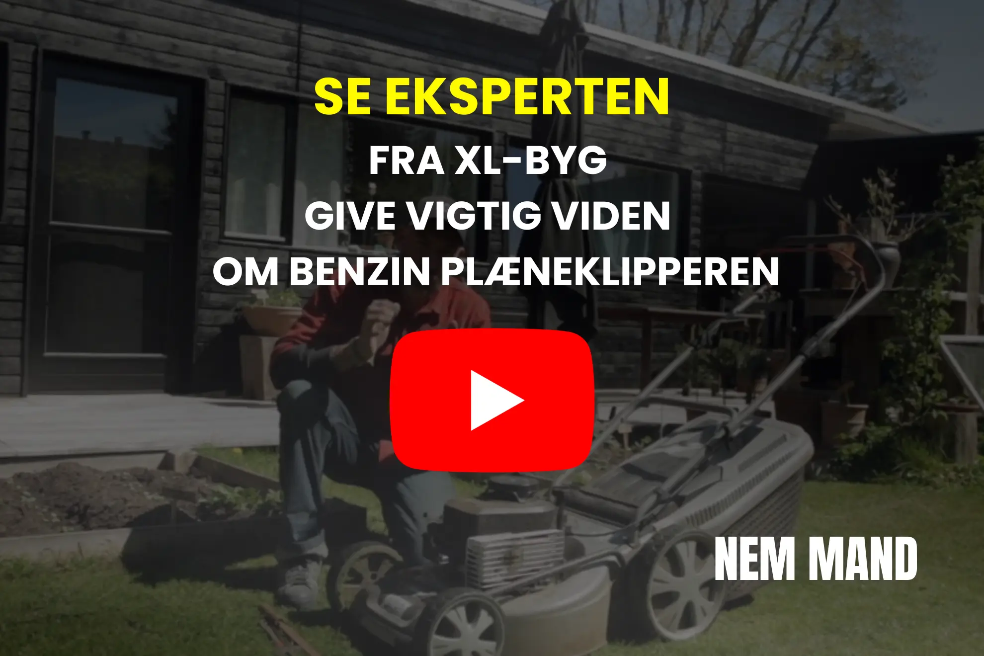 YouTube video med ekspert fra XL-byg der fortæller om VIGTIG VIDEN om benzin plæneklipperen og kommer med tips og tricks så læseren kan få et dybere indblik og dermed træffe et godt valg