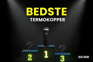 Bedste termokopper rangeret i bedst i test, vist på podie med nummer 1 som vinder og sammenligning af populære termokopper