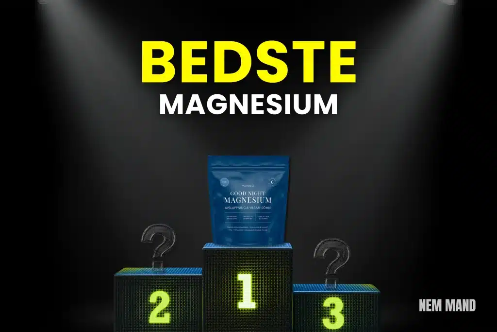 Bedst i test magnesium kosttilskud placeret som nummer 1 på podie, hvor de bedste magnesium produkter sammenlignes med fokus på muskler, søvn og restitution