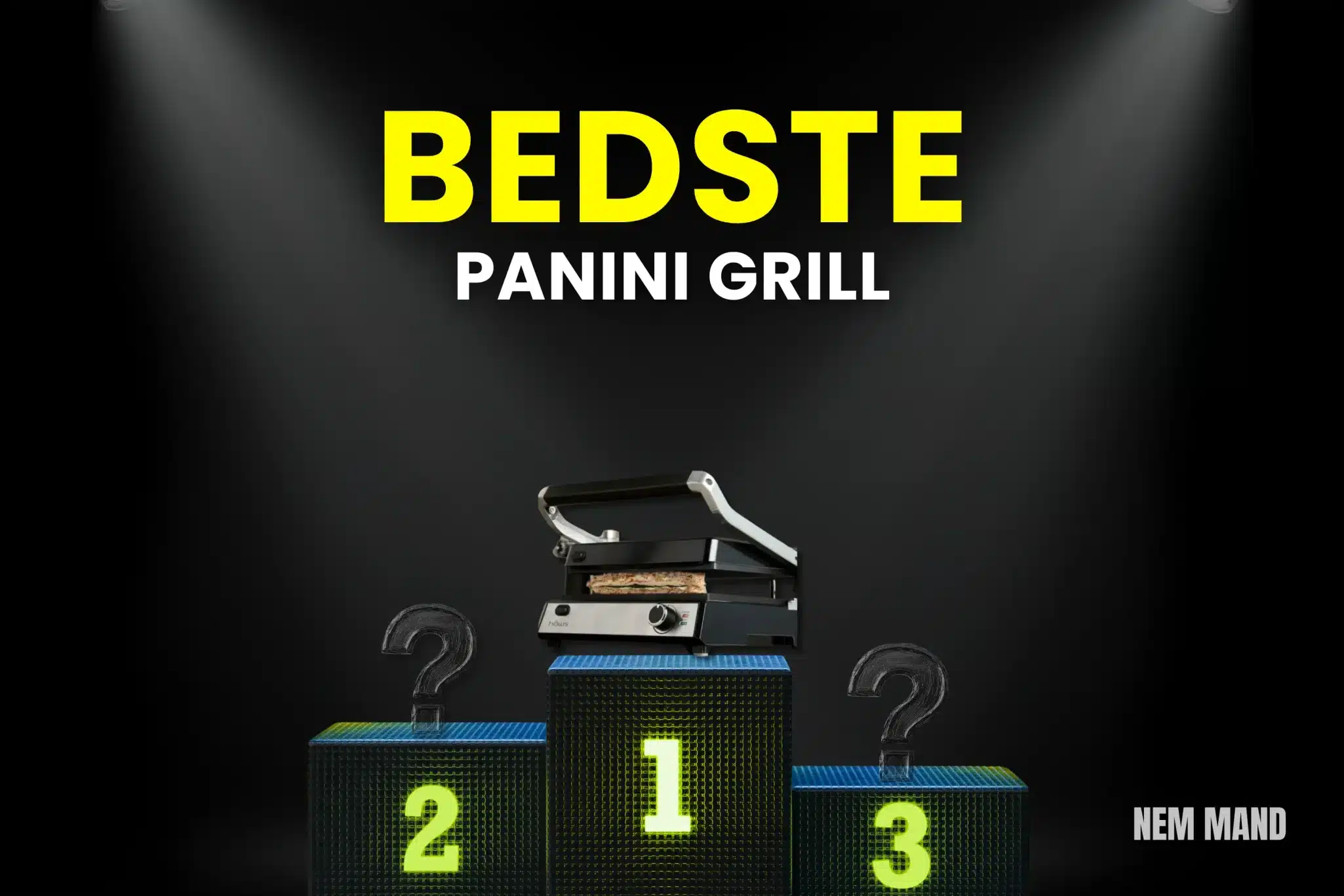Bedste panini grill rangeret som nummer 1 i bedst i test sammenligning, præsenteret på podie med fokus på alsidig grill og sandwich presser