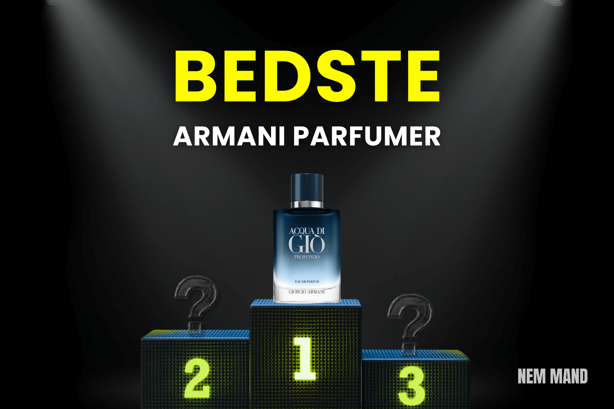 BIllede af armani parfume til mænd, hvor den står på 1.pladsen og med titlen BEDSTE ARMANI PARFUMER